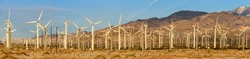 Wide panorama of Windmills at Palm Springs, California, U.S.A.