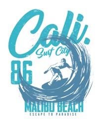 surf. california surf print. tee graphic design