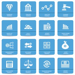 Finance icons,Blue buttons,vector