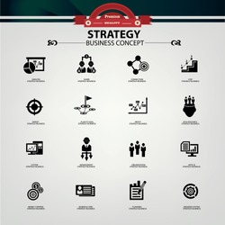 Strategy business concept icons,Black version,vector