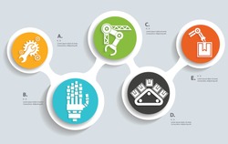 Machine and Technical on buttons, info graphic design,clean vector