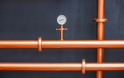 Pressure gauge meter on copper pipes