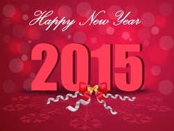 Happy New Year 2015, celebration concept with bow ribbons on beautiful glow background vector - eps10