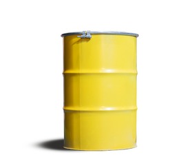 yellow metal tank, the container of radiation substance waste to protect toxic from pollution 
