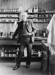 Thomas A. Edison (1847-1931), in his West Orange, New Jersey, laboratory, ca. 1911.