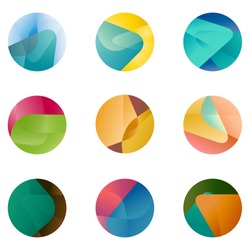Design round vector logo template. Global world icon set. Colorful ball pattern. You can use in the game, app, communications, electronics, agriculture, or creative design concepts.