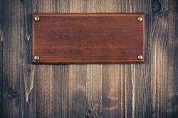 Wooden sign board blank frame on old wood background