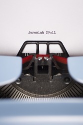Portrait Close Up of Jeremiah 29:11 Typed on Vintage Typewriter