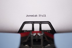 Landscape Close Up of Jeremiah 29:11 Typed on Vintage Typewriter