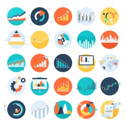 Vector set of flat business chart icons