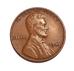 old pockmarked 1941 US penny