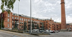 The spinning mill of the former wool factory of Klingendahl in Tampere, Finland. The building was constructed in the early 1900s  and now converted tovarious offices and apartments.