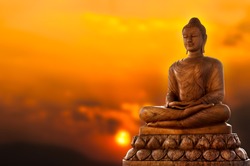 Buddha and sunset