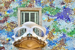 Casa Batllo Facade. The famous building designed by Antoni Gaudi is one of the major touristic attractions in Barcelona, Spain
