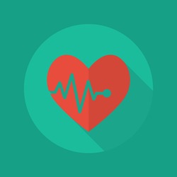 Medical Flat Icon With Long Shadow. Heartbeat