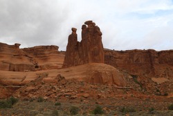 Back view of the Three Gossips, Arches National Park, Utah