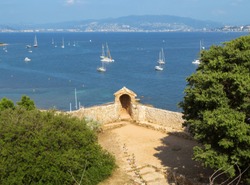 Fort Royal Sainte-Marguerite on the island, the largest of the Lerins Islands, about half a mile off shore from the French Riviera town of Cannes.