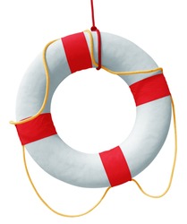 Lifebuoy isolated in white background. Clipping path included.
