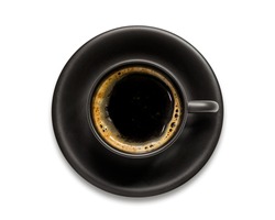 Black coffee cup isolated on white background.