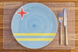 Dinner plate with the flag of Aruba on it for your international food and drink concepts.