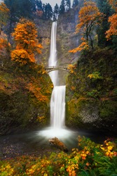 Multnomah Falls in Autumn colors.