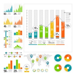 Infographics set with color elements. Vector information graphics