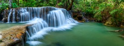 Panoramic waterfall in rainforest at National Park, Thailand.