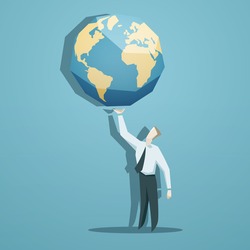 Businessman holding the world in his hands