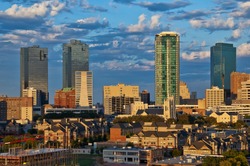 Cityscape of Fort Worth Texas in early evening light