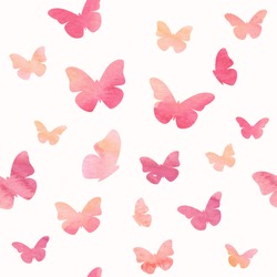 Seamless watercolor butterfly pattern. Vector illustration
