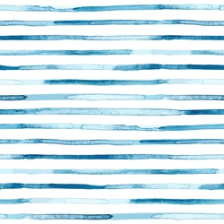 Watercolor blue stripes. Seamless pattern. Vector illustration