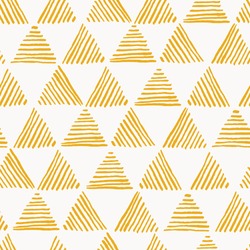 Seamless hand drawn geometric pattern with yellow striped triangles