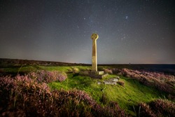 Milky way and cross at North York Moors, Rosedale, UK. Not a digital replaced sky.