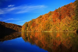 Beautiful landscape in Plitvice National Park, Croatia in autumn