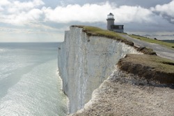 The Belle Tout lighthouse on top of Beachy Head near Eastbourne in East Sussex. England