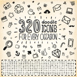 320 Vector Doodle Icons Universal Set