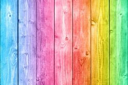 Rainbow neon colored wood background