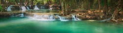 Beautiful waterfall Huai Mae Khamin at Kanchanaburi Province in west Thailand. Panorama