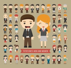 Set of 50 business men and women , eps10 vector format