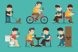 Internet and smartphone addiction , eps10 vector format