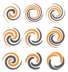 Set of spiral and swirls logo design elements, icons, symbols and signs.