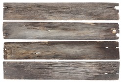collection old wood plank isolated on white with clipping path
