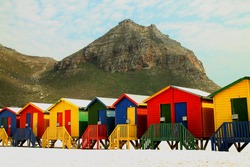 Beach huts at Muizenberg near Cape Town South Africa.