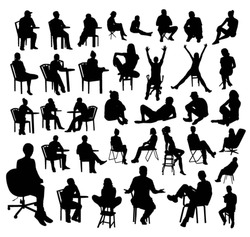 Sitting people silhouettes