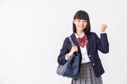 asian girl who study,School uniform,