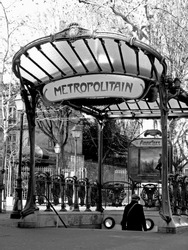 an ancient parisian subway station entrance at Montmartre