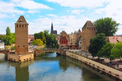 strasbourg old town - ponts couverts and cathedral, la petite france
