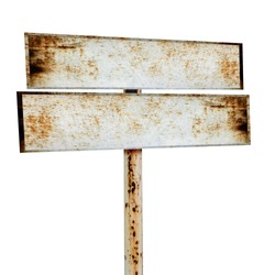 rusty metal sign board isolated on white