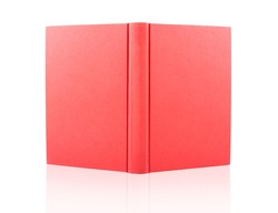 red cover opened book isolated on white background 