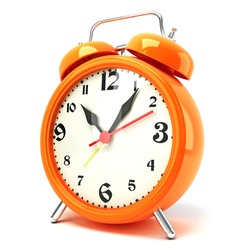 3d illustration of glossy alarm clock against white background